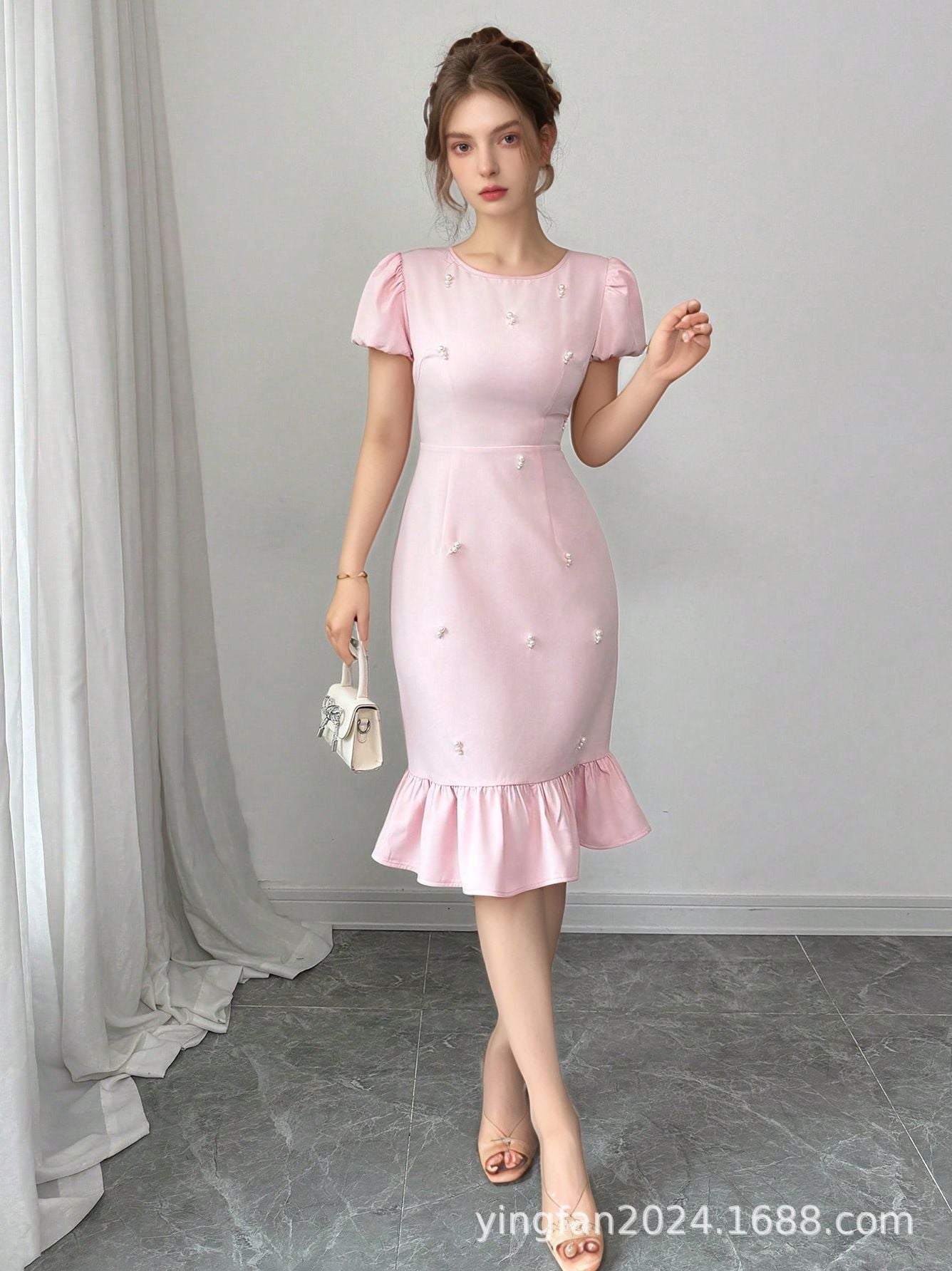 Chic Irregular Hem Sequin Midi Dress for Women - Long Sleeve Casual to Semi-Formal Style