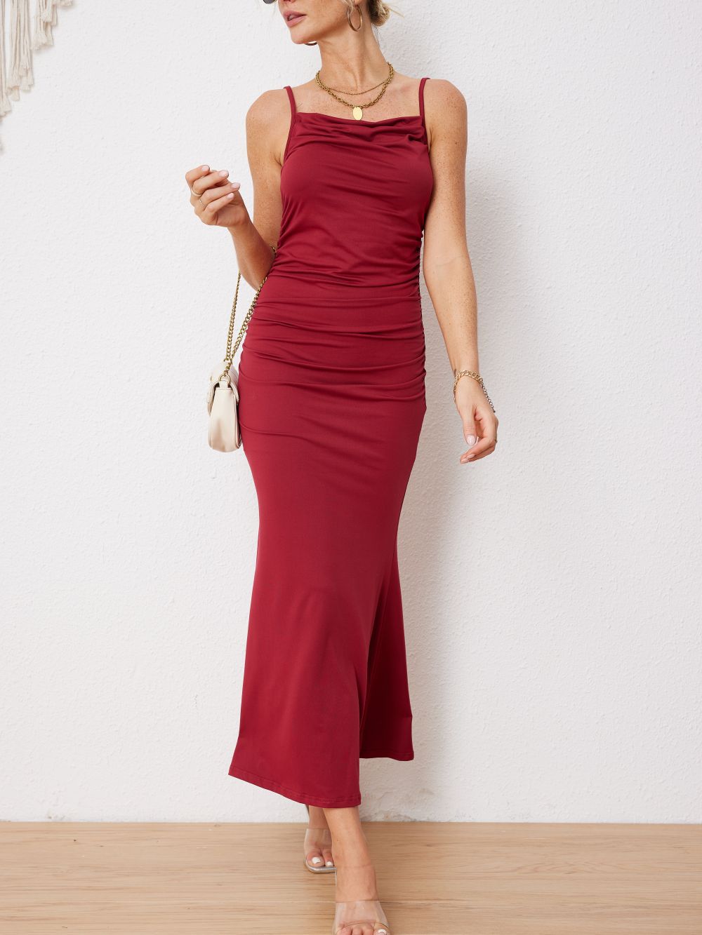 One Shoulder Fishtail Maxi Dress
