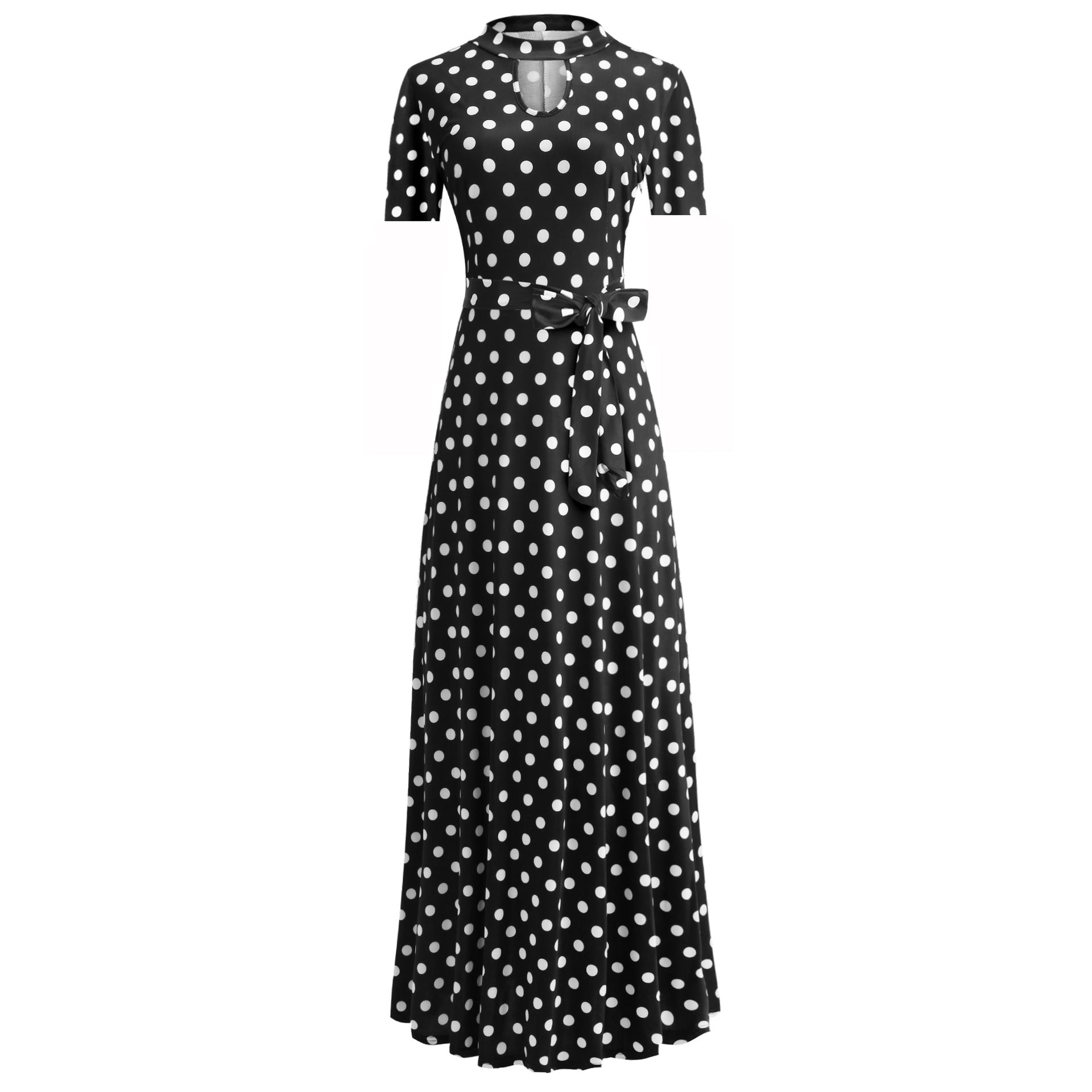 Chic Printed Polka Dot and Floral Long Swing Dress for Women