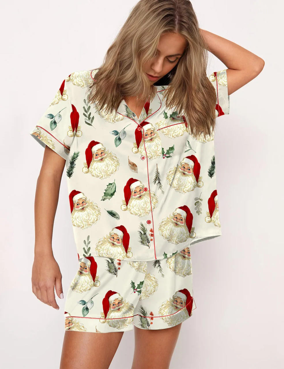 Festive Print Pajama Co Ord Set – Long Sleeve Top & Pants (Christmas Edit)