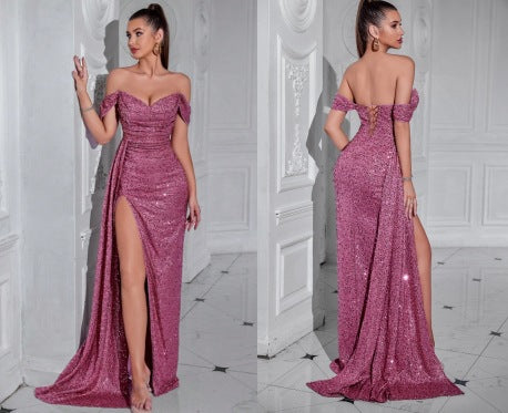 Luxury Sequin One-Shoulder Mermaid Party Gown with Sparkling Detailing