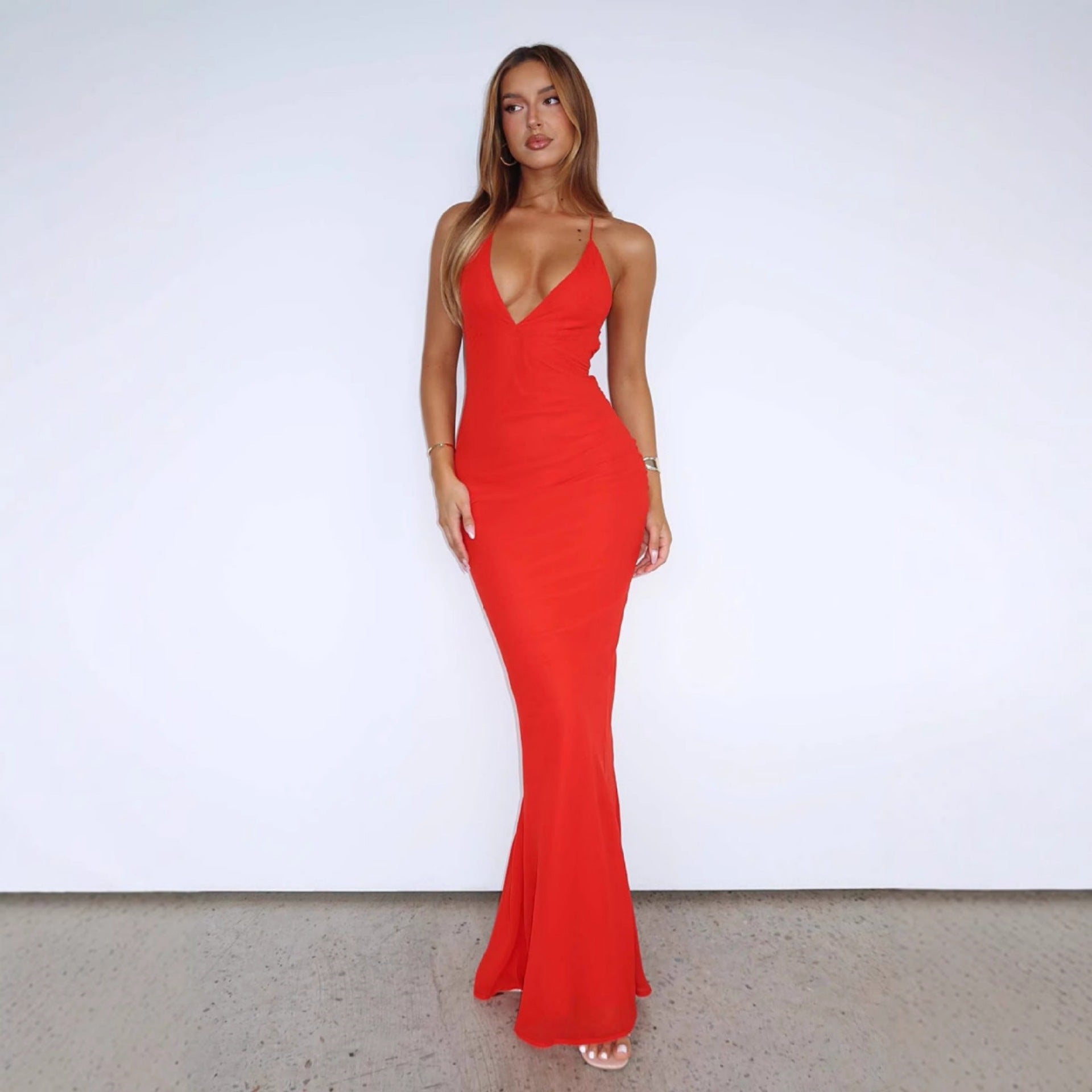 Multicolor Floral Spaghetti Strap Slim Maxi Dress