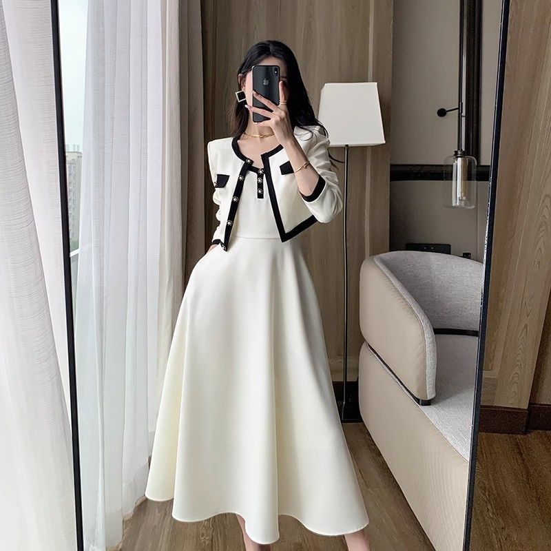 Off-White Two Piece French Style Jacket and Mini Dress