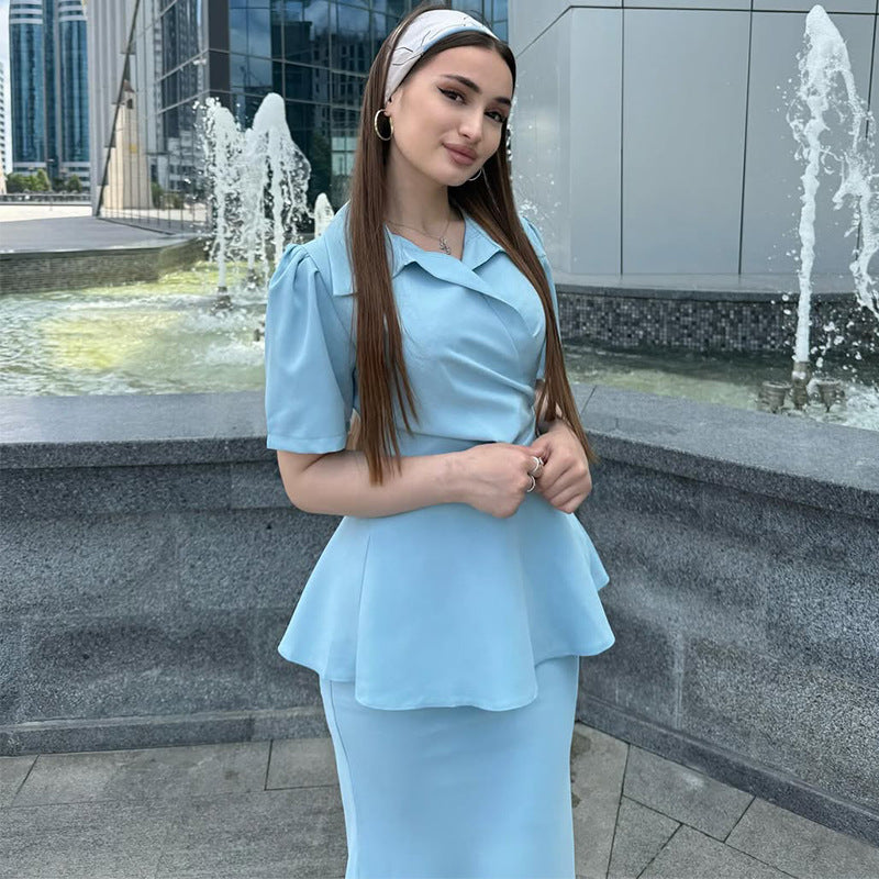 Polo Dress Co Ord Set – Slim Knit Dress with Matching Layer (3/4 Sleeve)