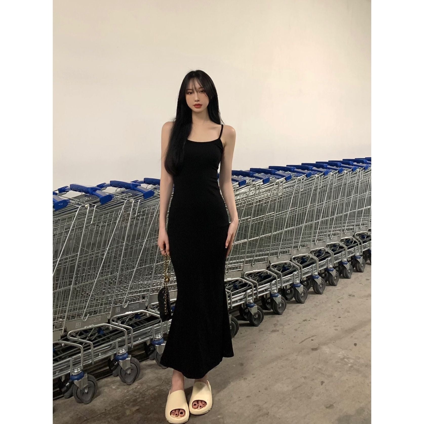 Stylish One-Shoulder Polyester Backless Long Dress