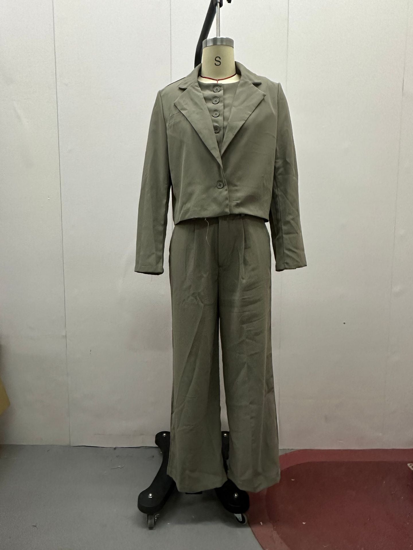 Elegant Lapel Long Sleeve High Waist Two-Piece Pants Suit for Women