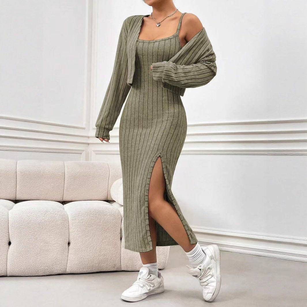Two-Piece Long Sleeve Knit Dress Set