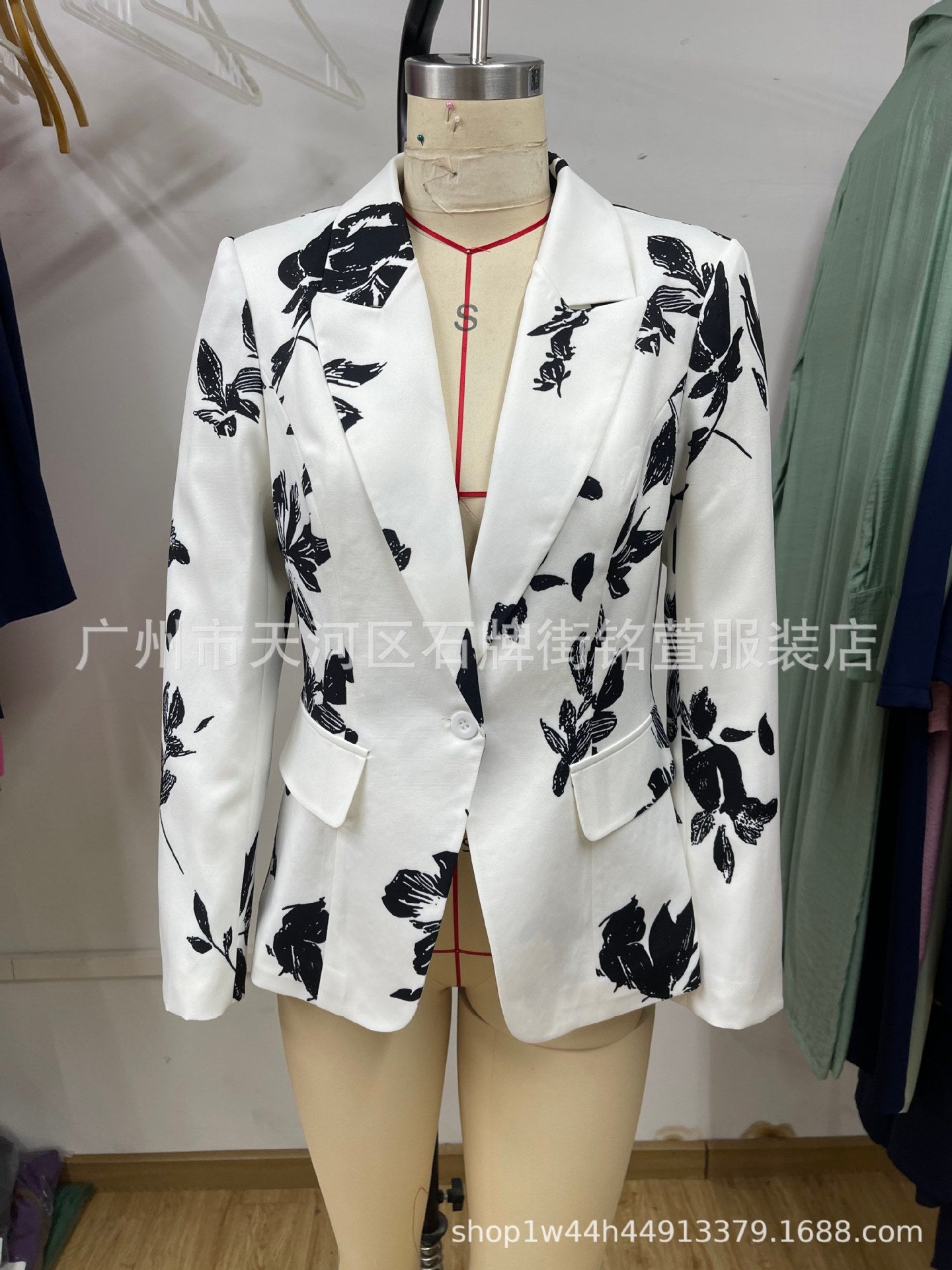 White V-Neck Long Sleeve Elegant Office Blazer