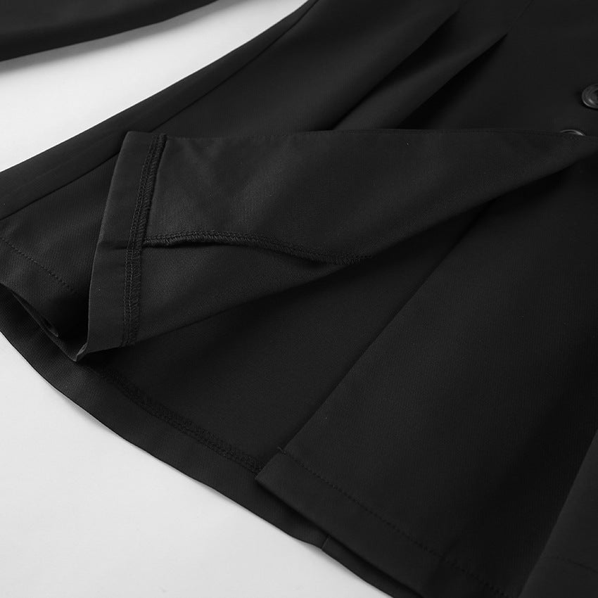 Women’s Co Ord Set Black Slim-Fit Blazer & Trousers Suit (Wool Blend)