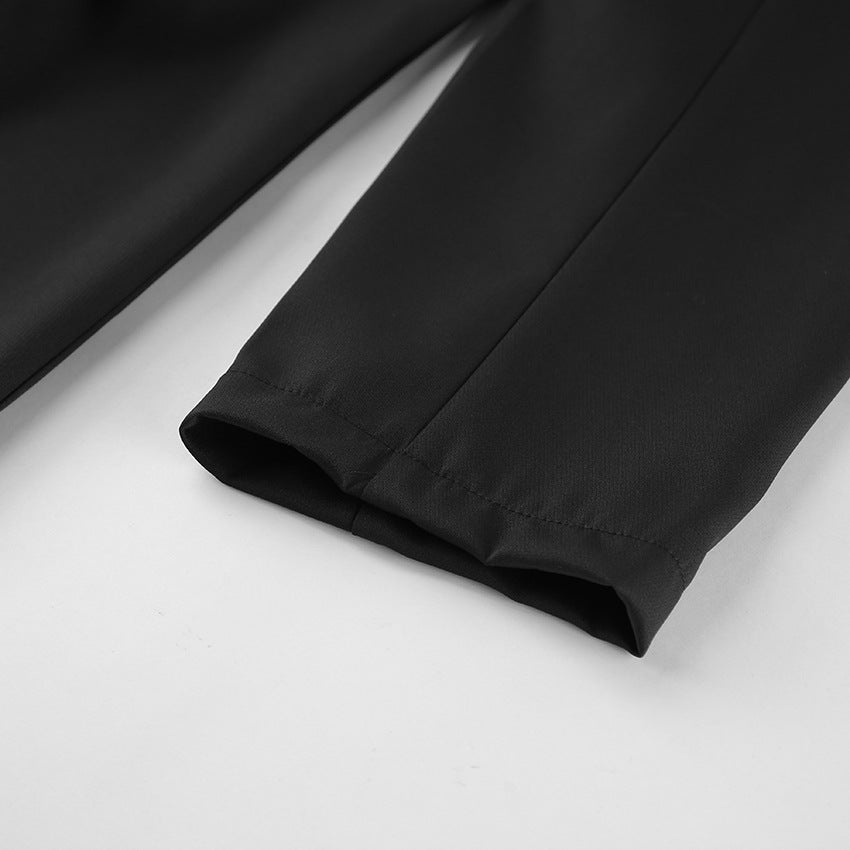 Women’s Co Ord Set Black Slim-Fit Blazer & Trousers Suit (Wool Blend)