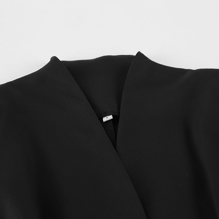 Women’s Co Ord Set Black Slim-Fit Blazer & Trousers Suit (Wool Blend)