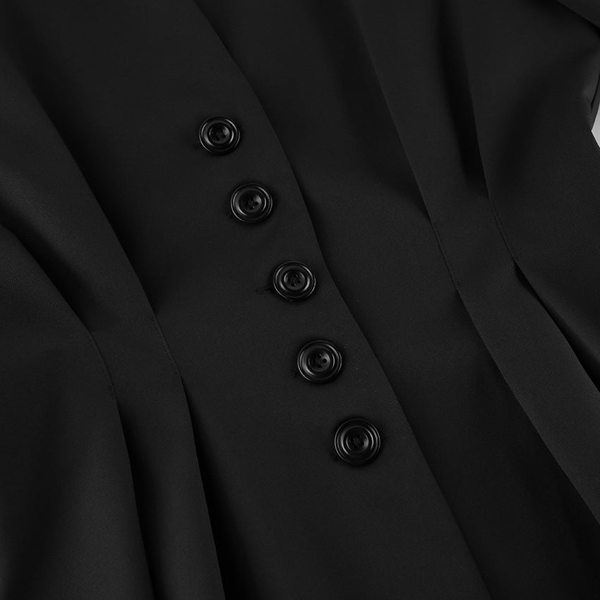 Women’s Co Ord Set Black Slim-Fit Blazer & Trousers Suit (Wool Blend)